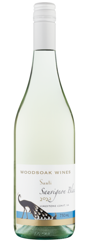 A bottle of Sauvignon Blanc white wine from Woodsoak Wines 2022 vintage